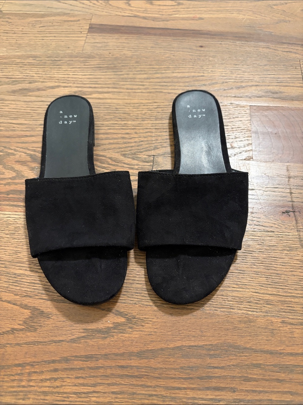 a new day Black Suede Slide Mules size 7 GUC